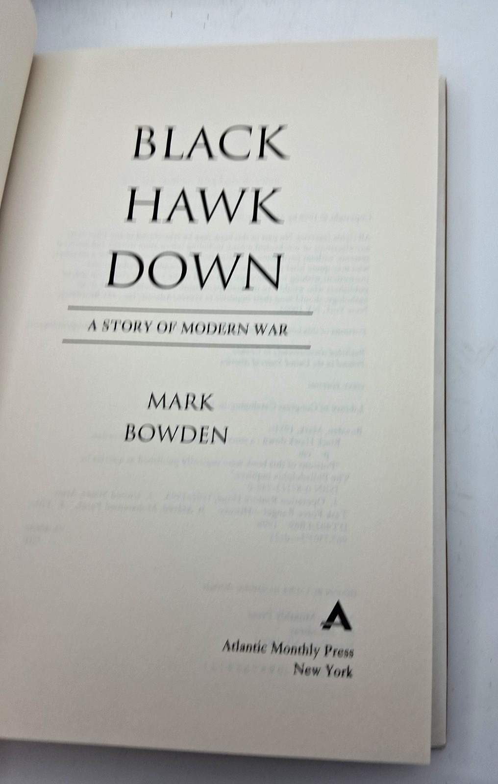 Black Hawk Down 1st Edition 1st Printing HC DJ Mark Bowden 1999 Unmarked HB Book