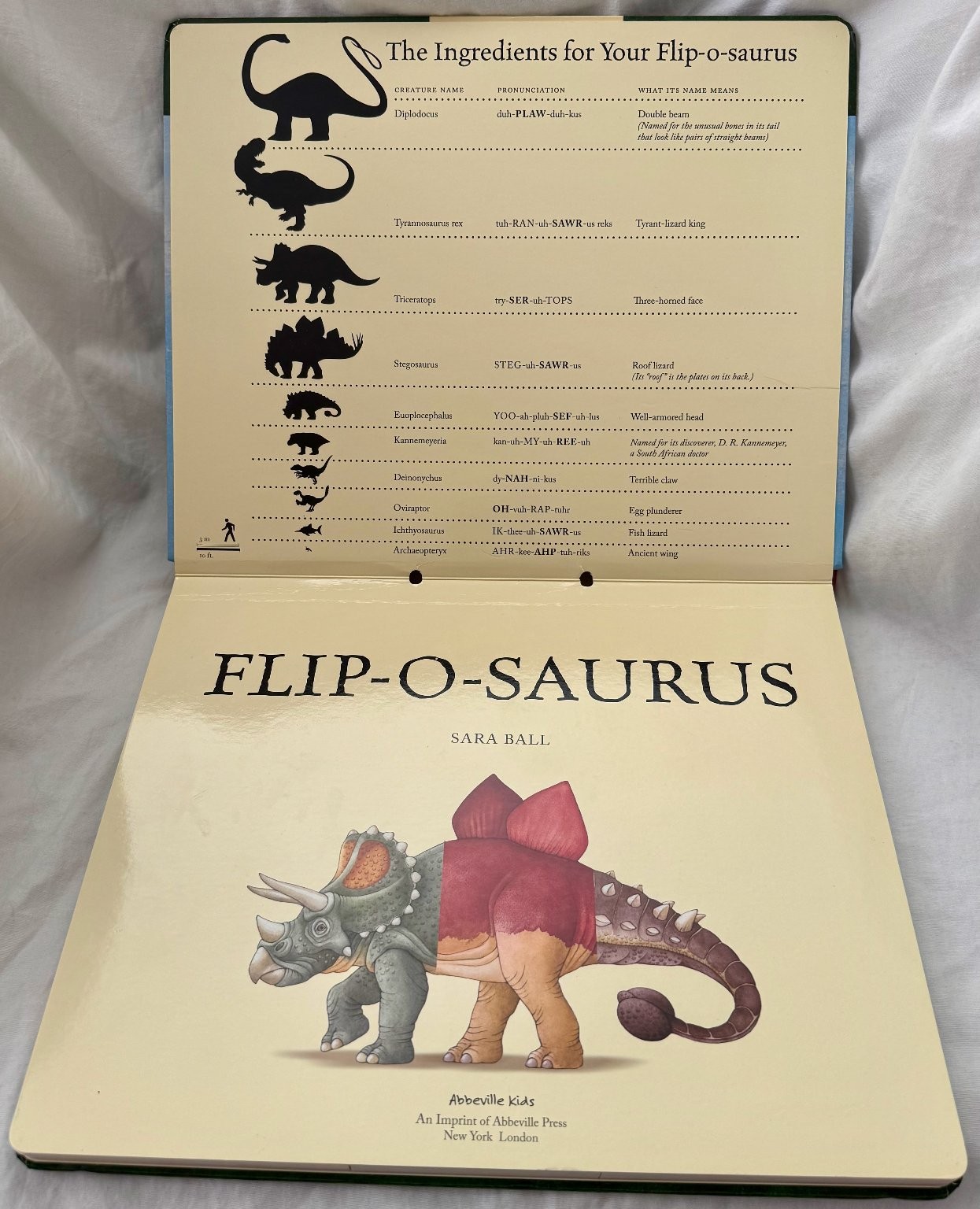 Flip-O-Saurus Sara Ball 2009 Interactive Dinosaurs Abbeville Kids big board