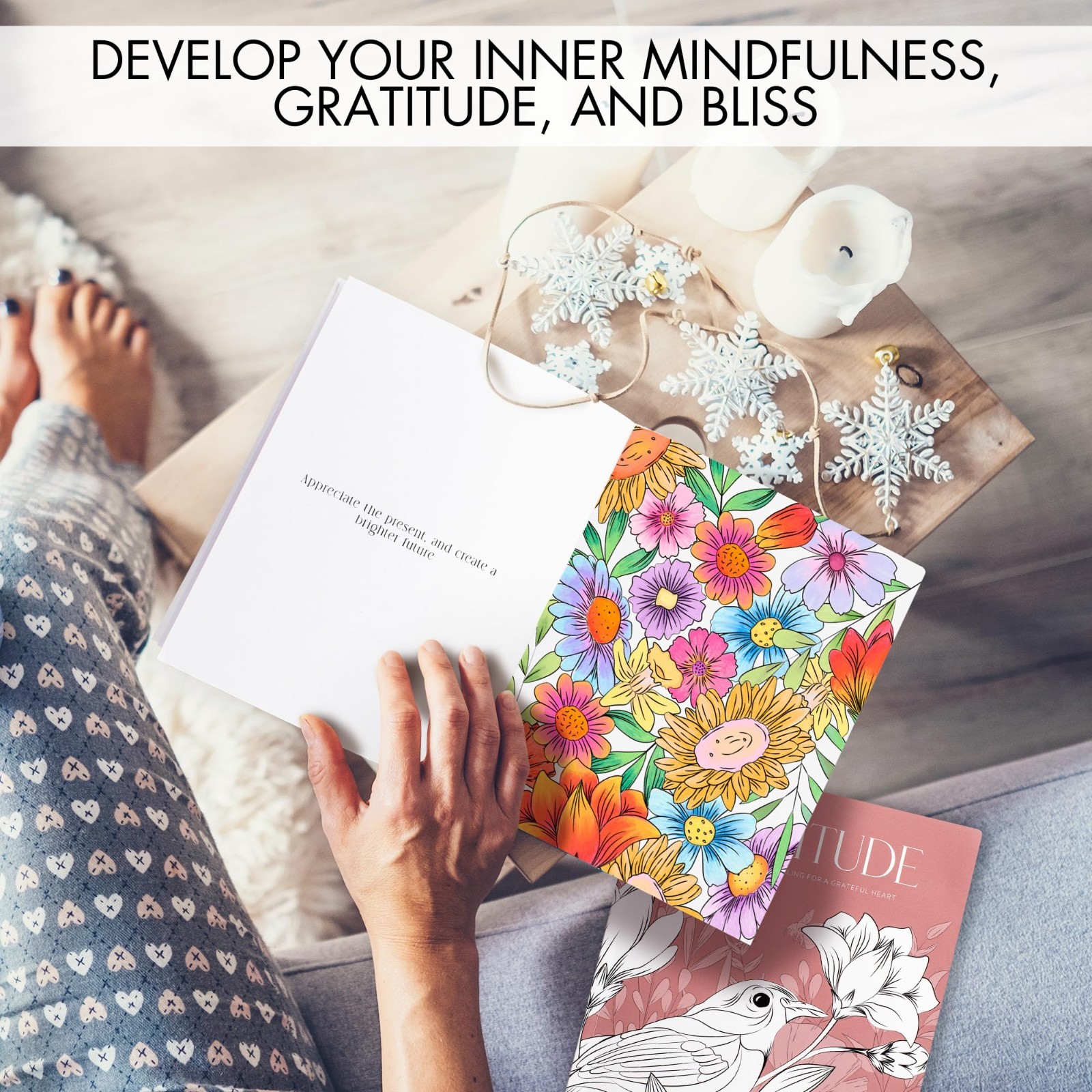 Set 2 for Mindfulness Beautiful Adult Coloring Book Gratitude and Stress Relief