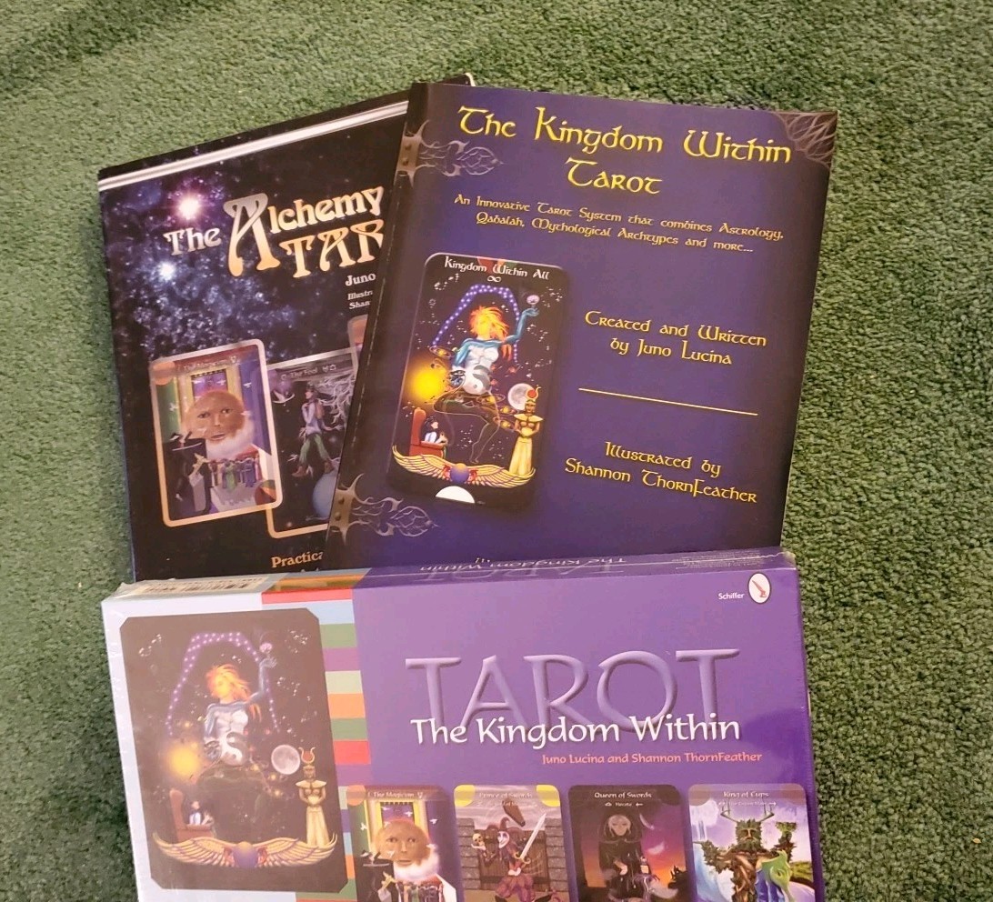 Alchemy of Tarot; Kingdom Within Tarot; extra 332-pg PB, Lot of 3 BN Juno Lucino