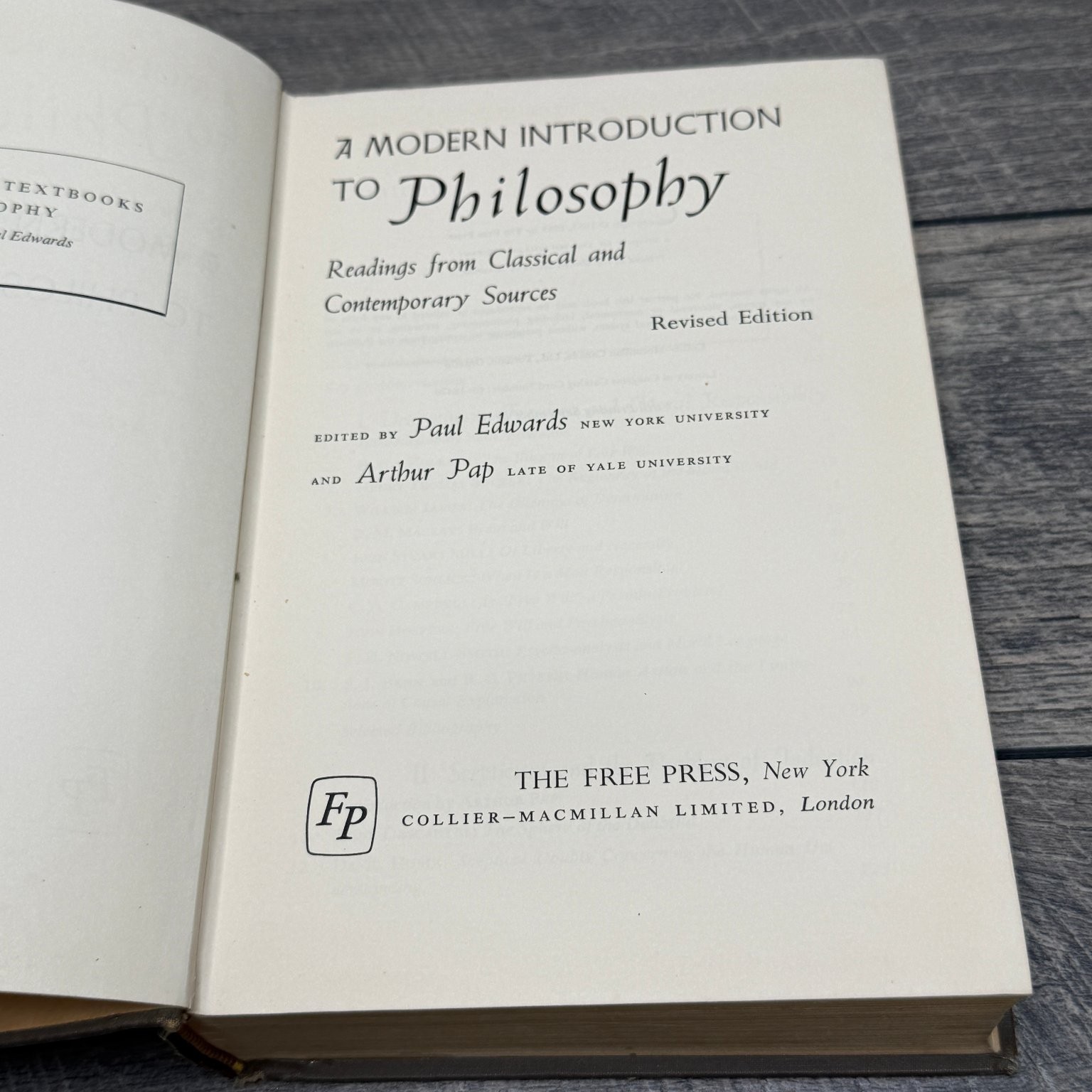 A Modern Introduction to Philosophy Edwards Pap 1966 Revised Ed Free Press