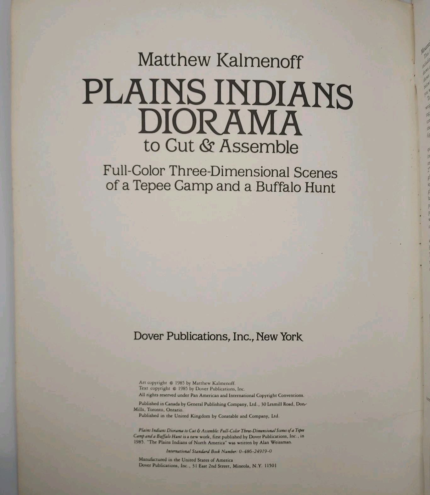 Vtg 1985 Plains Indians Diorama to Cut and Assemble Matthew Kalmenoff