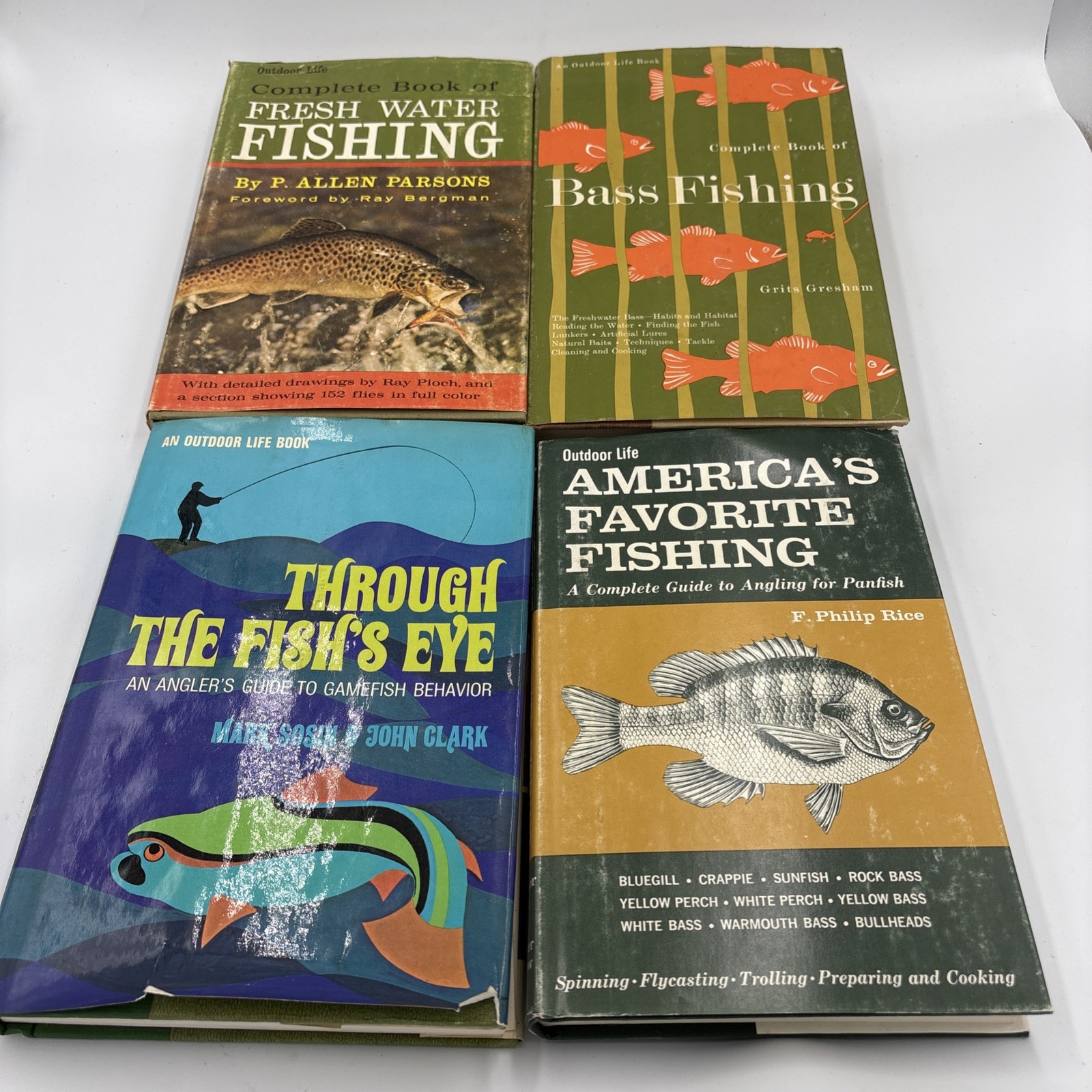 VTG Fishing Books Bass, Panfish,Fresh Water, Fish Eye Lot 4 Decor Collectible