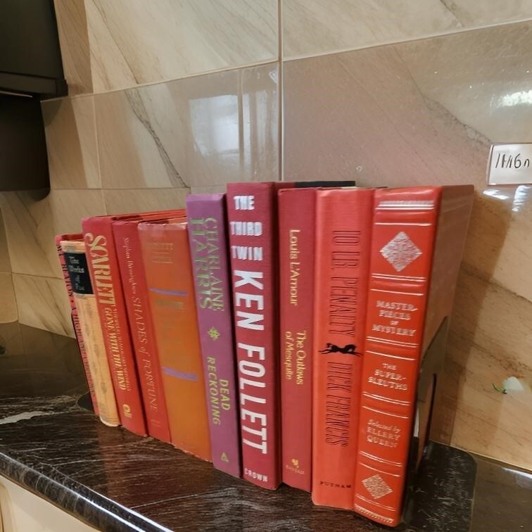 Lot of 6 Hardcover RED BURGUNDY ROSE PINK Shades Books for Staging Prop Decor