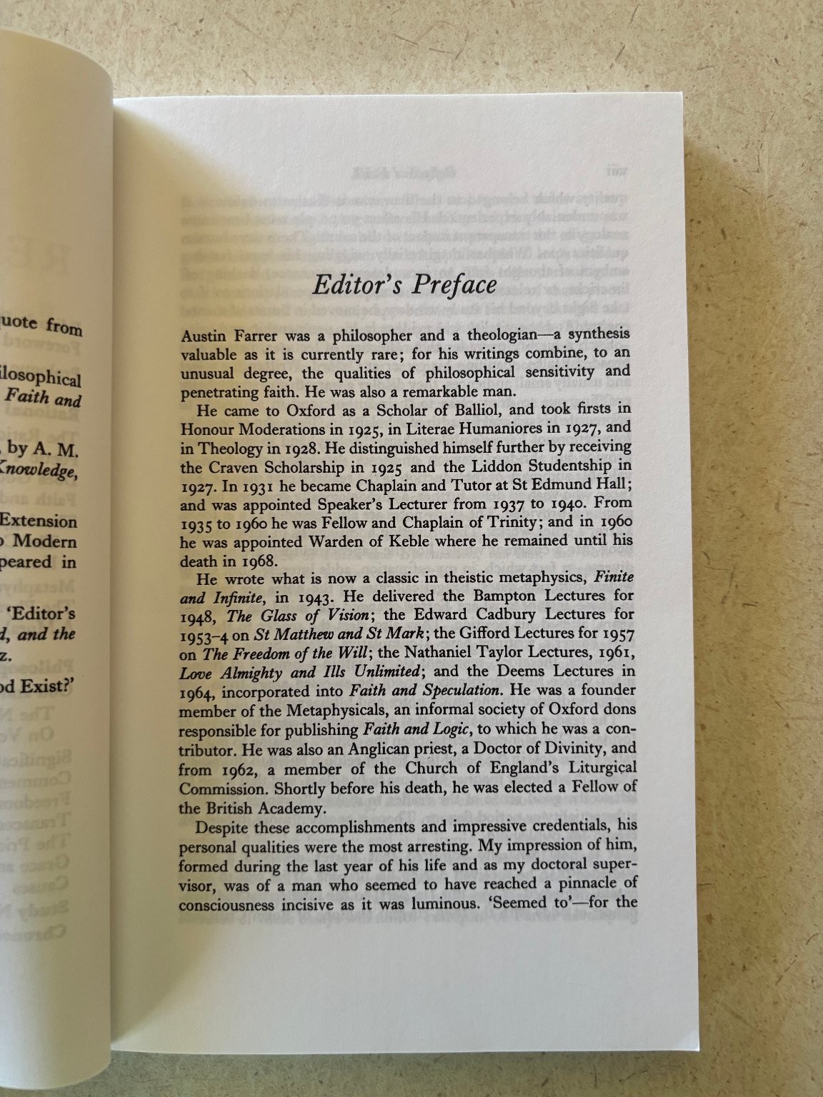 Reflective Faith Austin Farrer 2012 Philosophical Theology Wipf & Stock