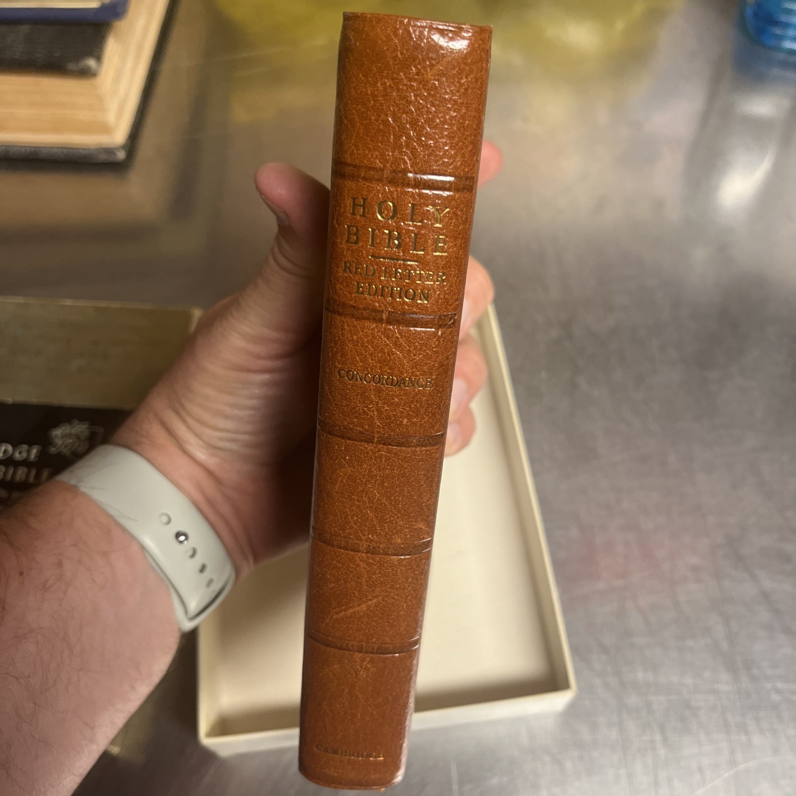 Cambridge Bible KJV Cameo Red Letter 23k Gold Edges 78xrl Saddle Brown