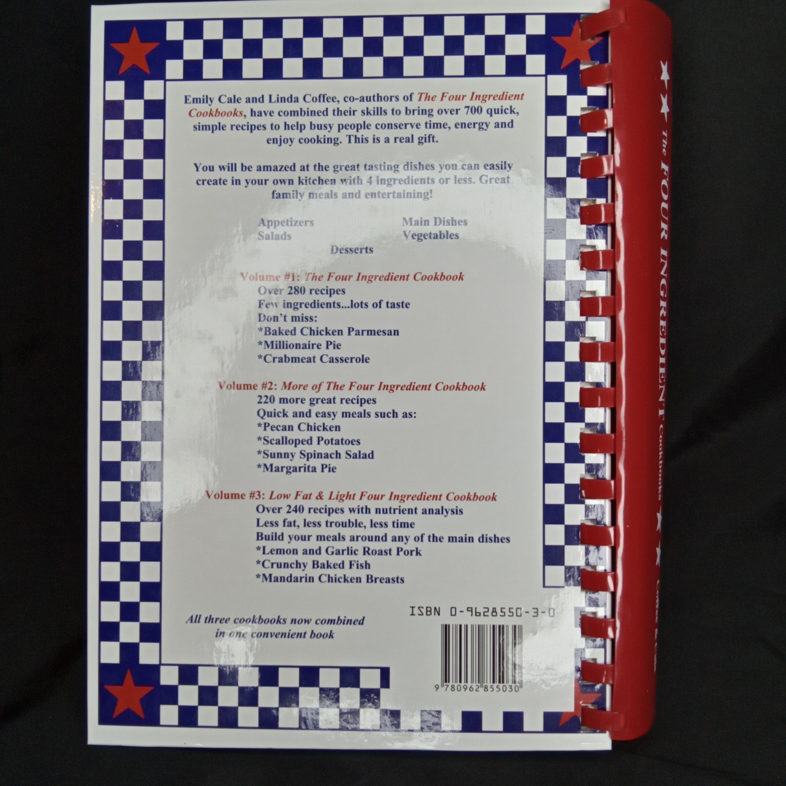 Vintage Cookbook Four Ingredient Recipes Spiral Bound Hardcover 376 Pages