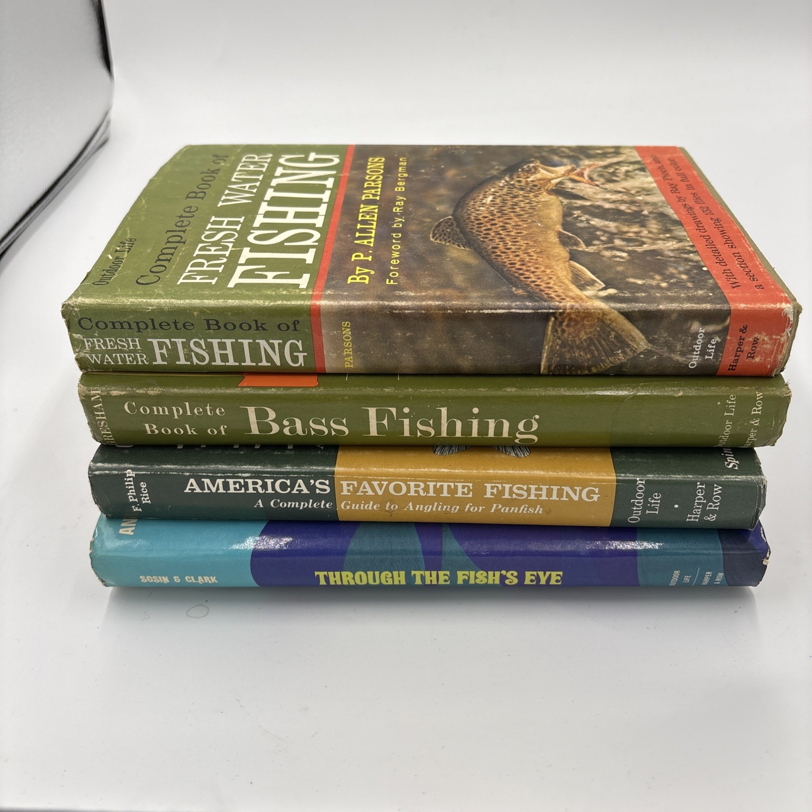 VTG Fishing Books Bass, Panfish,Fresh Water, Fish Eye Lot 4 Decor Collectible