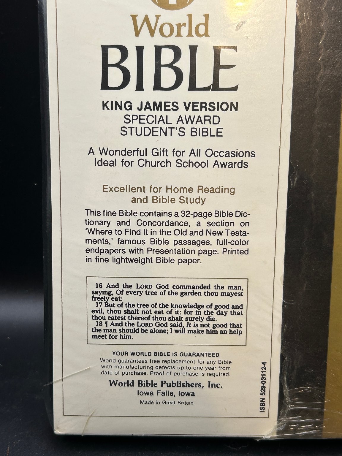 Holy Bible KJV Special Award Student’s Red Letter World Bible Dictionary