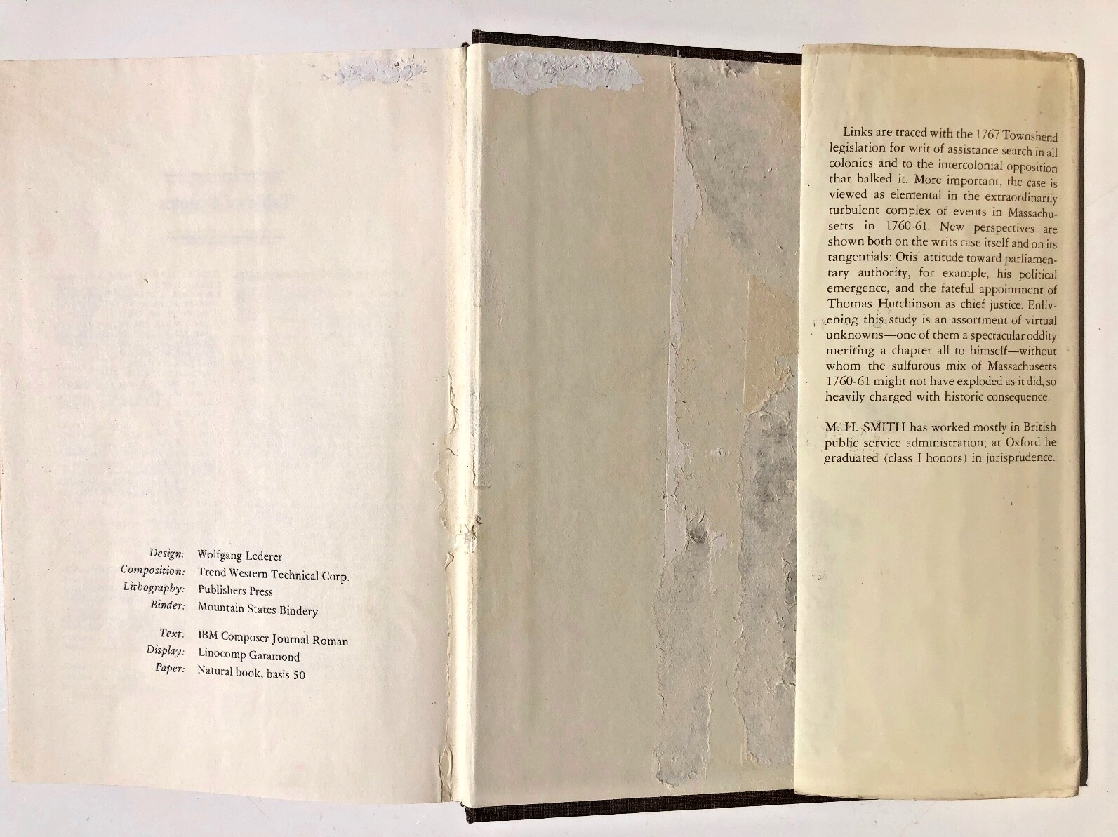 The Writs of Assistance Case by M. H. Smith 1978 Hardcover Law 0520033493 AS IS