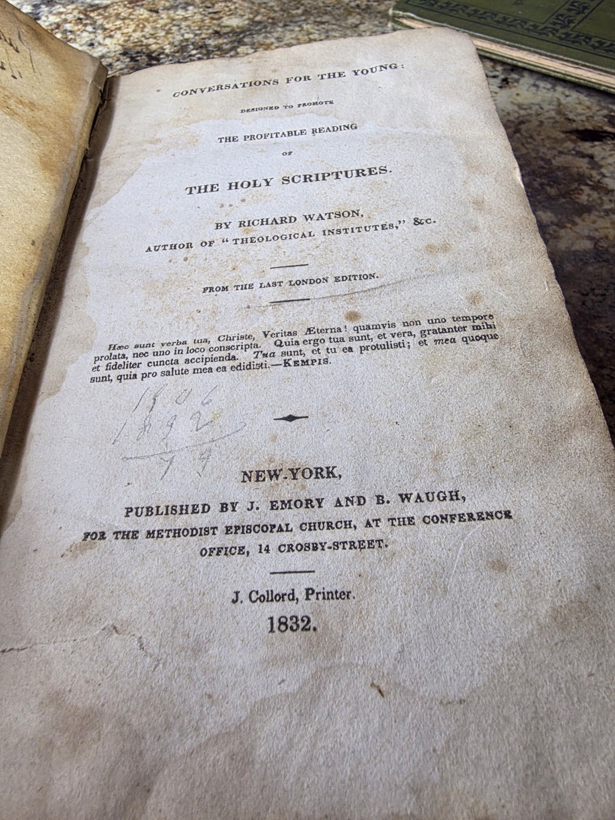 1832 Richard Watson Conversations for the Young Holy Scriptures Antique Leather