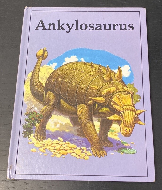 Vintage Rourke Dinosaur Library Books Orange Pink Lavender Decorative Bookshelf