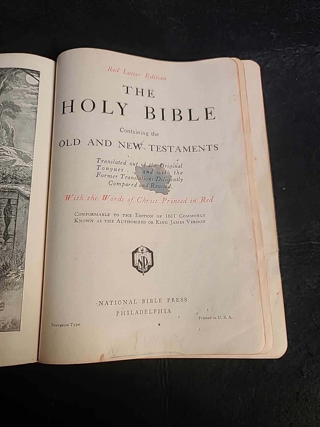 Holy Bible Red Letter Edition KJV National Bible Press Pocket Tabbed VTG