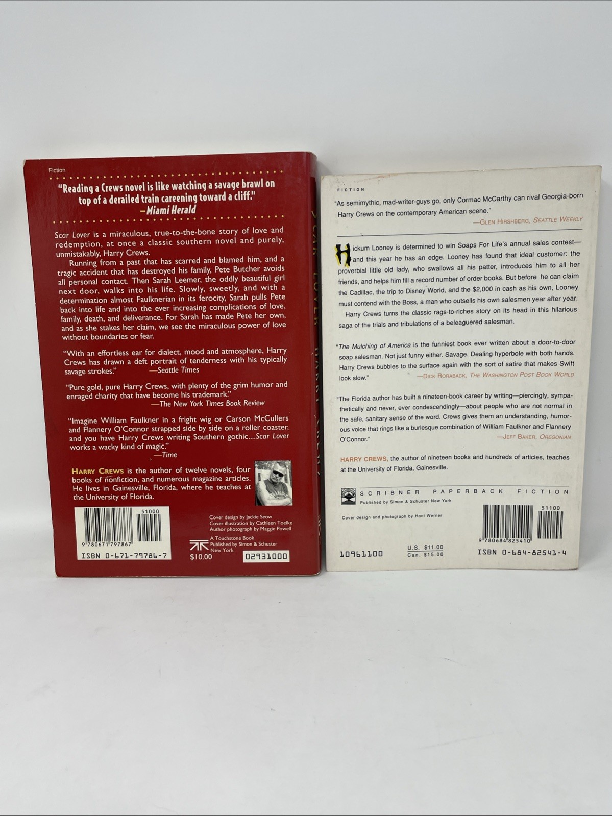 Lot 2 Harry Crews Scarlover and Mulching of America Trade Paperbacks 1992 1996