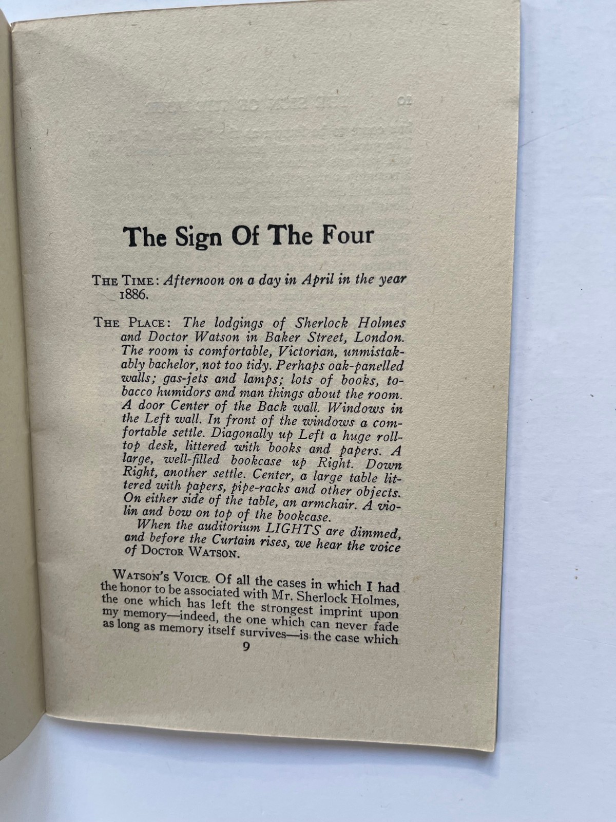 THE SIGN of FOUR Sherlock Holmes adventure ~ one act play 1937 Samuel French