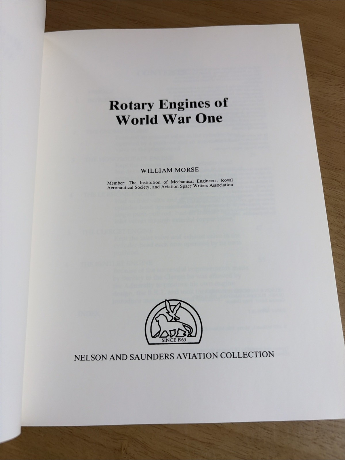 ROTARY ENGINES OF WORLD WAR ONE (AVIATION COLLECTION) By William Morse NEAR FINE