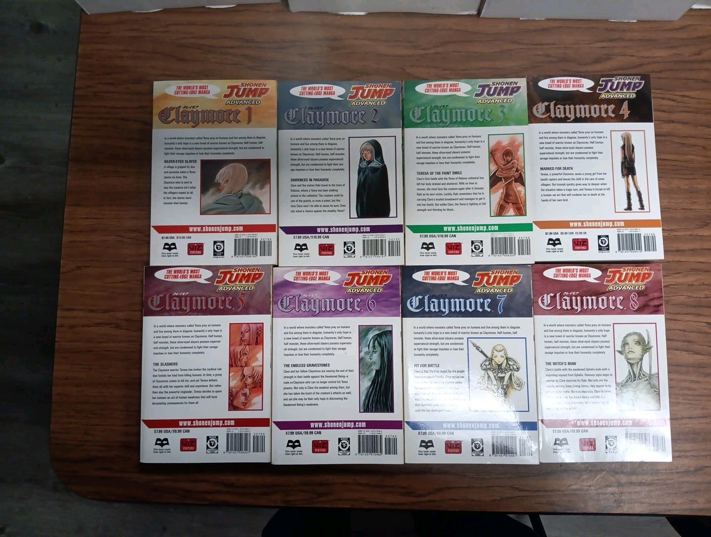 Claymore Vol. 1-8 Manga in English Lot of 8 Norihiro Yagi 1 2 3 4 5 6 7 8