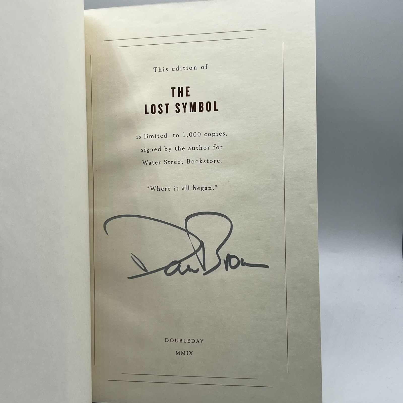 SIGNED The Lost Symbol by Dan Brown 1st Printing 1st Ed 2009 HCDJ Limited 1000