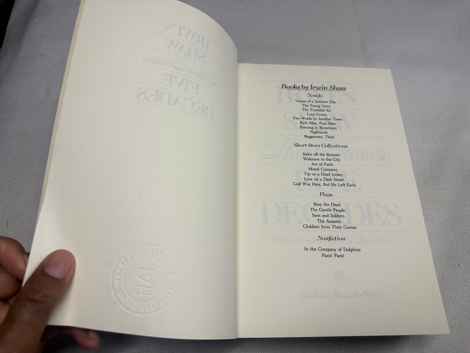 Short Stories Five Decades Irwin Shaw 1978 Literature Delacorte Press