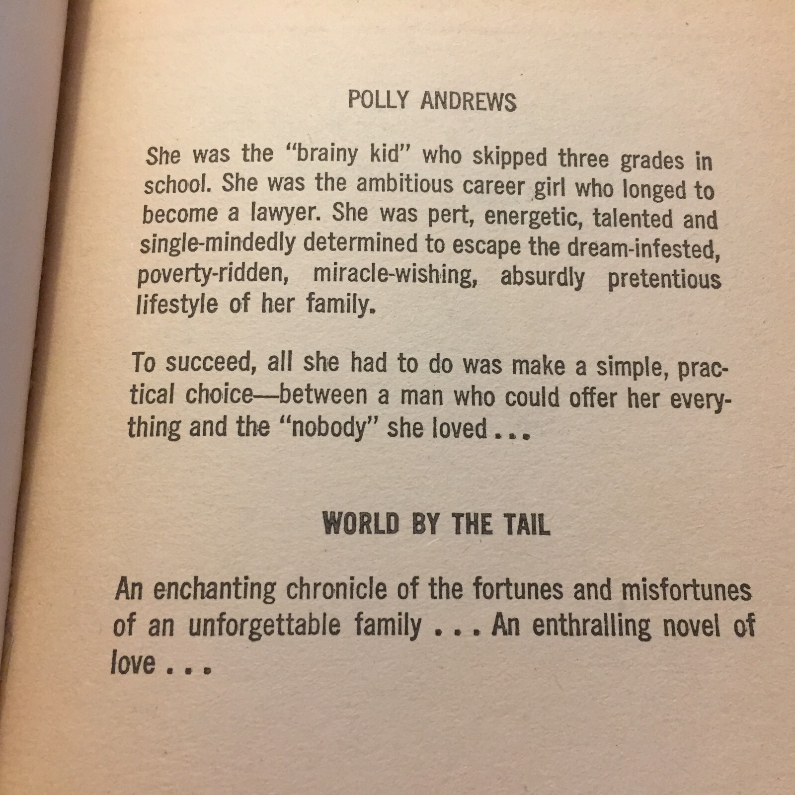 World By The Tail Romance Paperback Book by Marjorie Holmes Bantam Books 1972