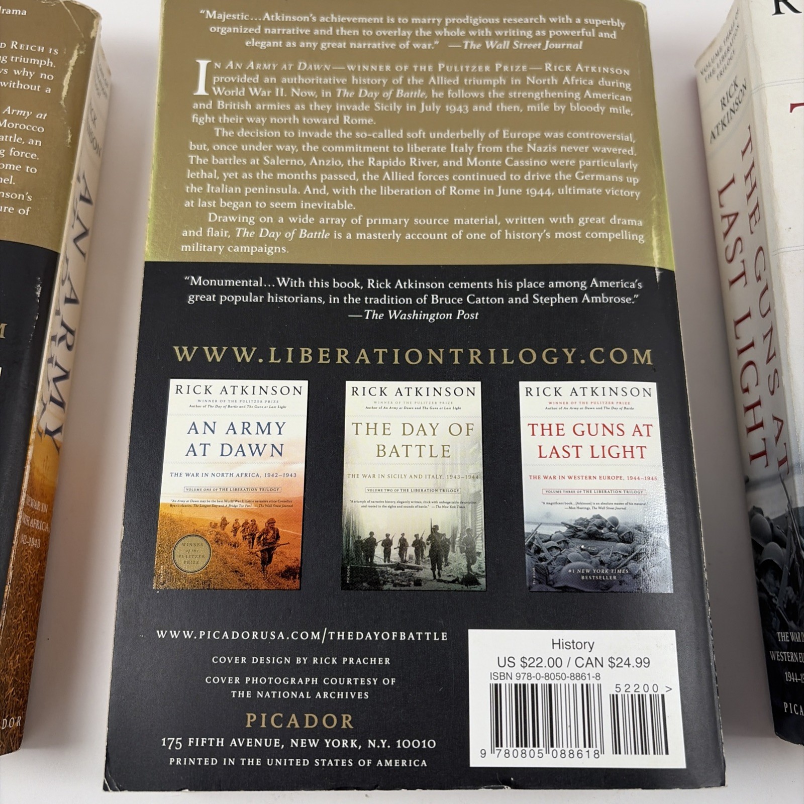 The Liberation Trilogy Soft Cover Paperback – Rick Atkinson Signed- 3 book set