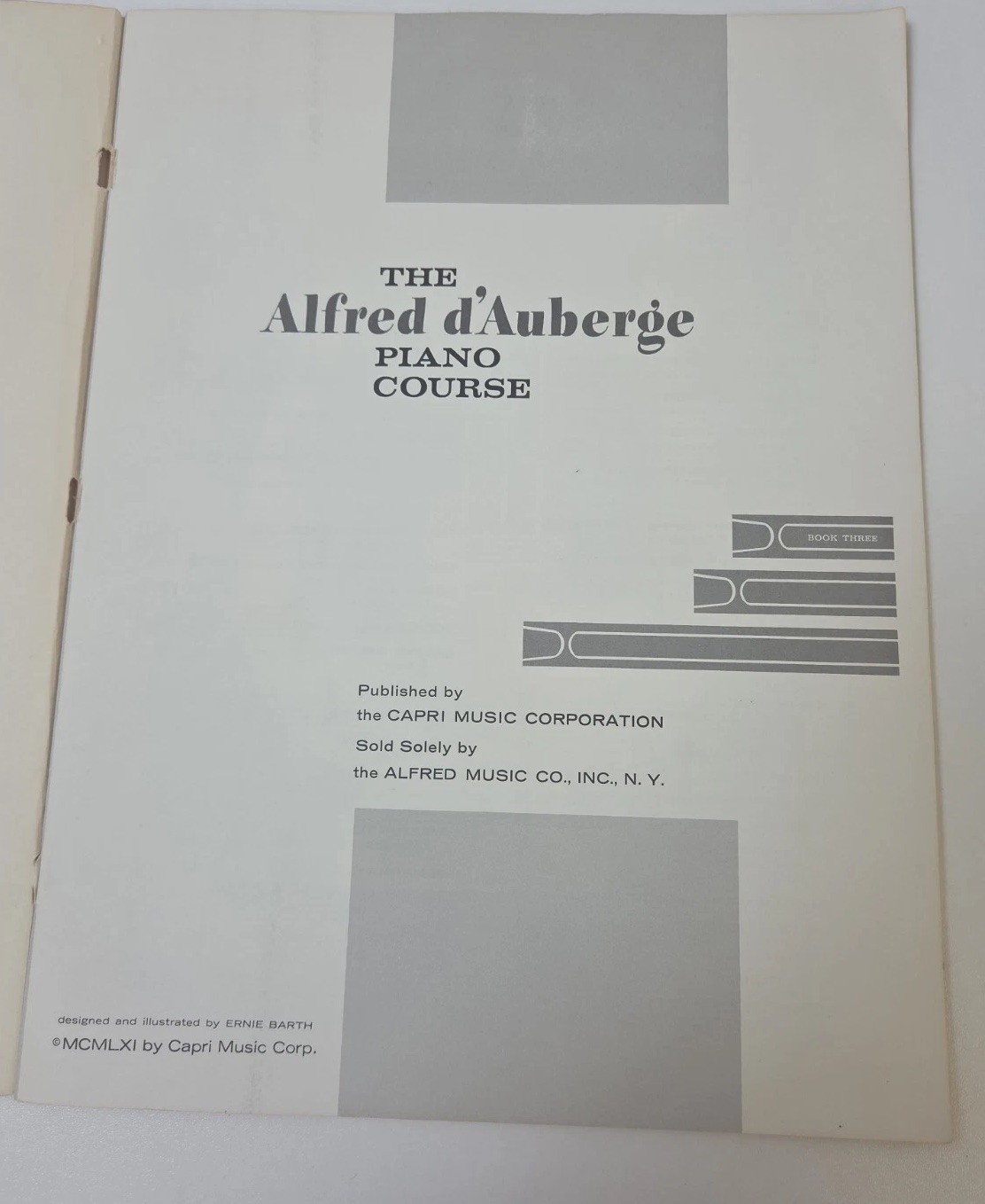 Vintage Alfred d’Auberge Piano Course Book 3 Lesson Book Music Instruction
