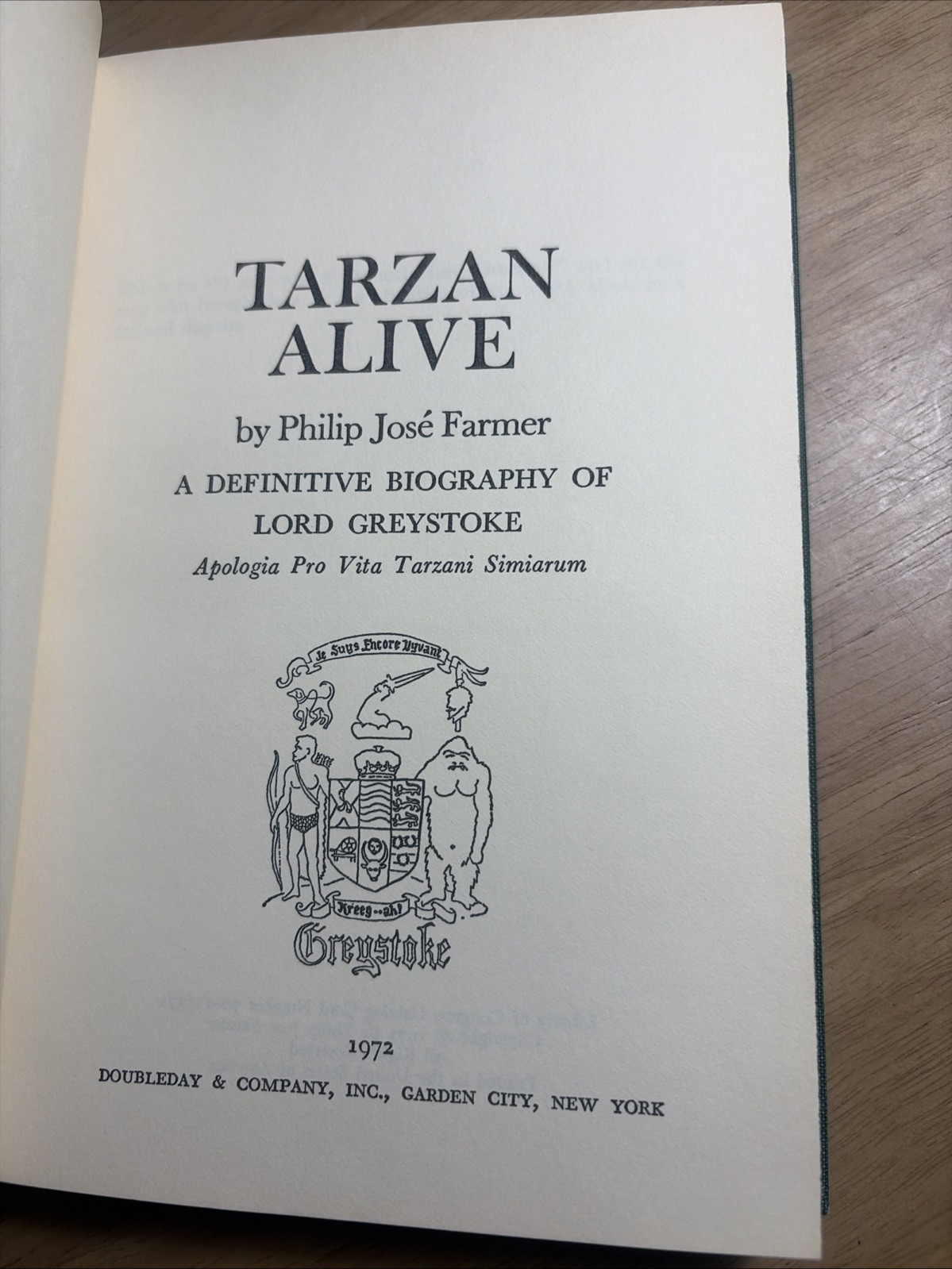 Philip Jose Farmer Tarzan Alive 1972 1st Ed HCDJ Doubleday Wold Newton Mylar VG