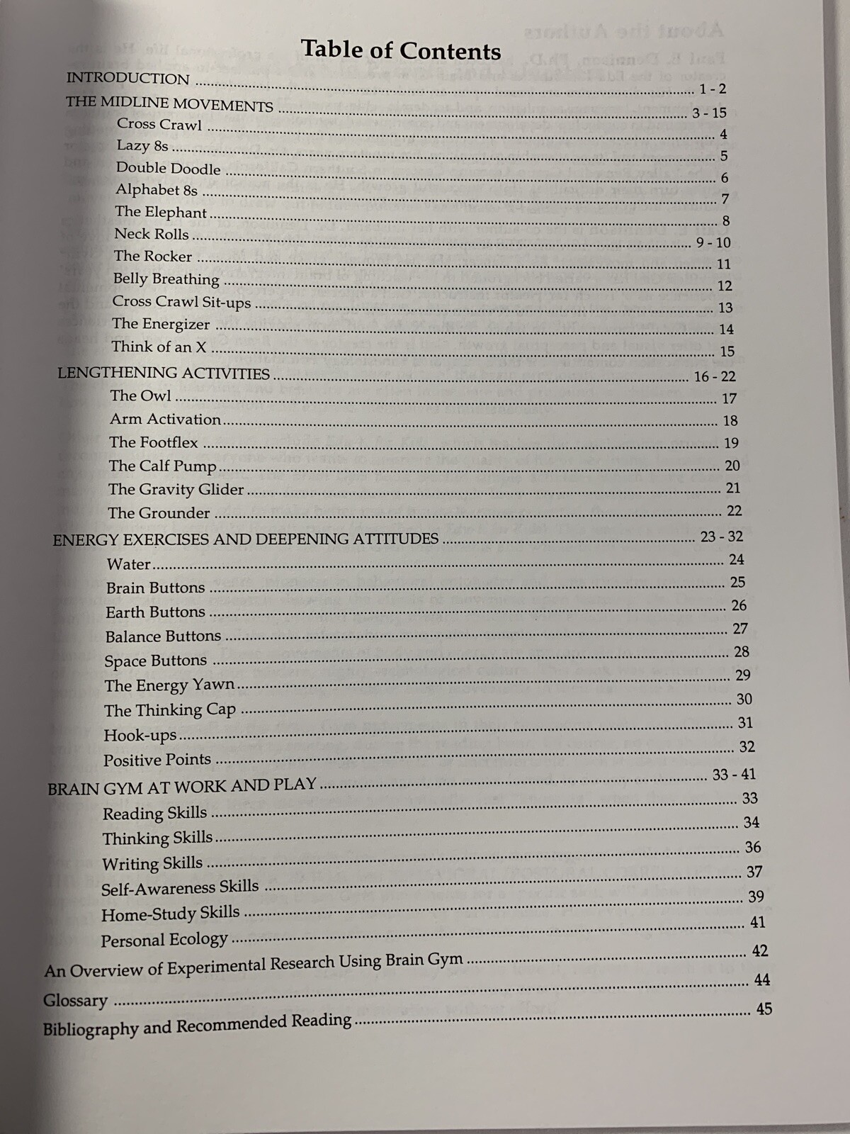 BRAIN GYM – Paul and Gail Dennison – TEACHERS EDITION REVISED 1994