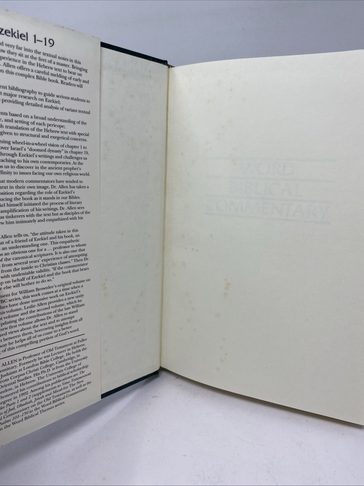 Ezekiel 1–19 Word Biblical Commentary Vol 28 (1994, HC/DJ) Allen Unmarked Pages