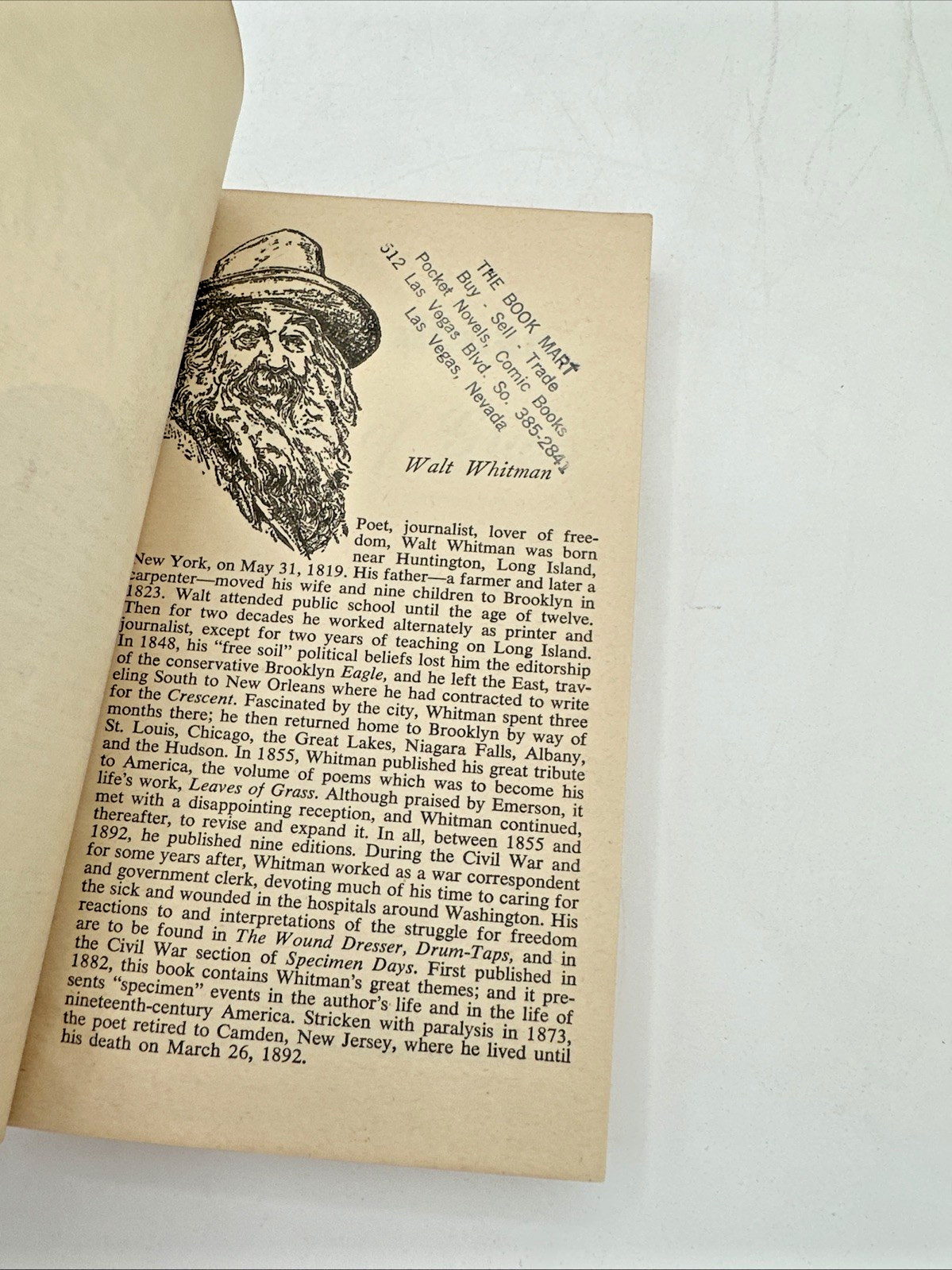Walt Whitman Leaves of Grass A Signet Classic CT23 10th Printing Poetry