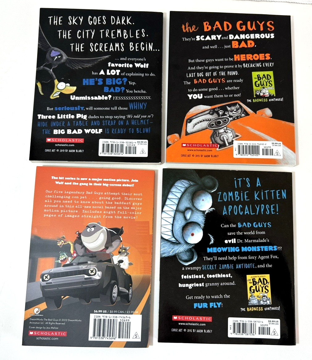 Mixed Lot of 4 The Bad Guys Books by Aaron Blabey Wolf Dream Works Movie
