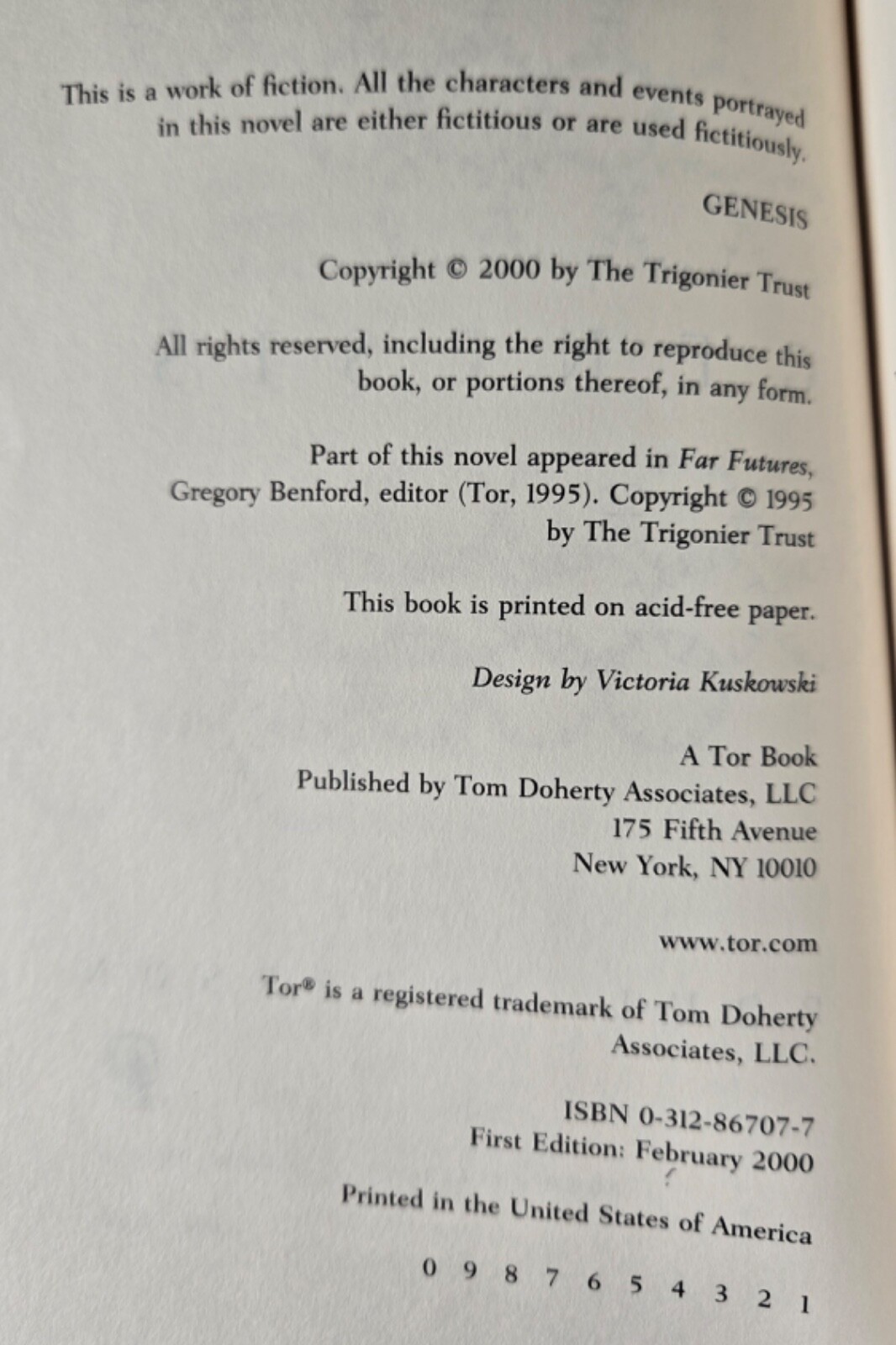 Genesis by Paul Anderson (2000, Hardcover) Tor