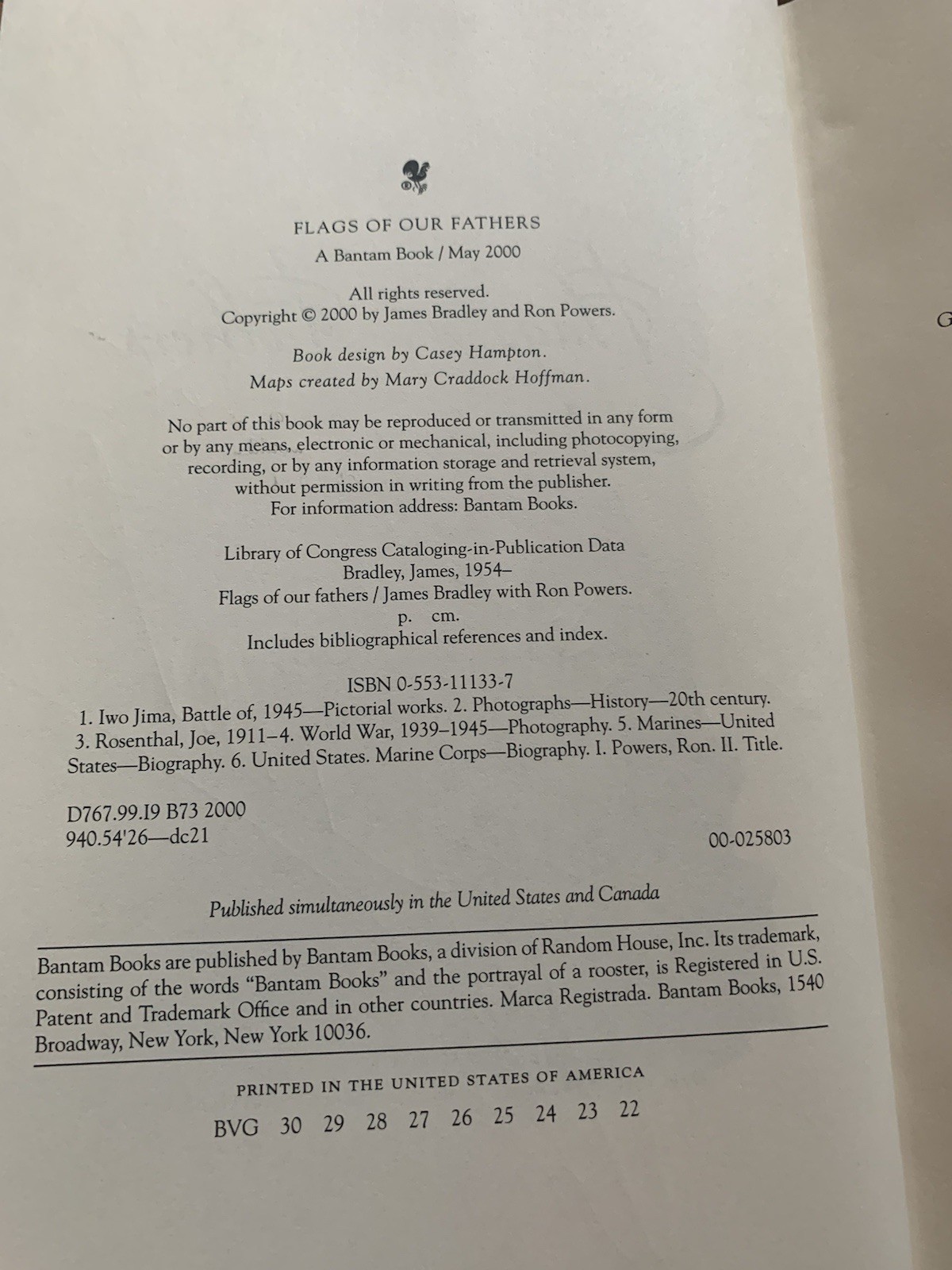 Flags of Our Fathers SIGNED by James Bradley (2000, HCDJ 1st ed)