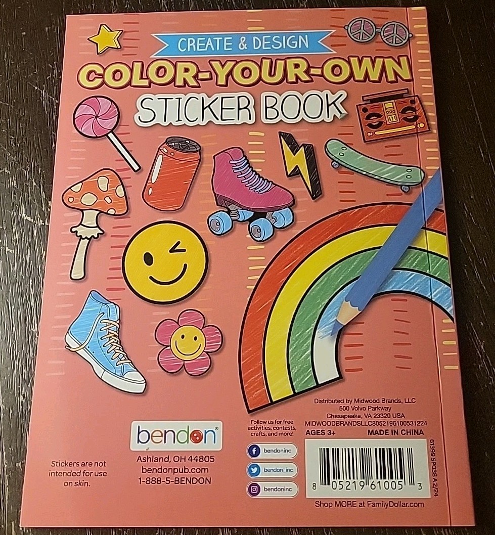 Create & Design Color-Your-Own Sticker Book Tear & Share Pages 10 Pages/Stickers