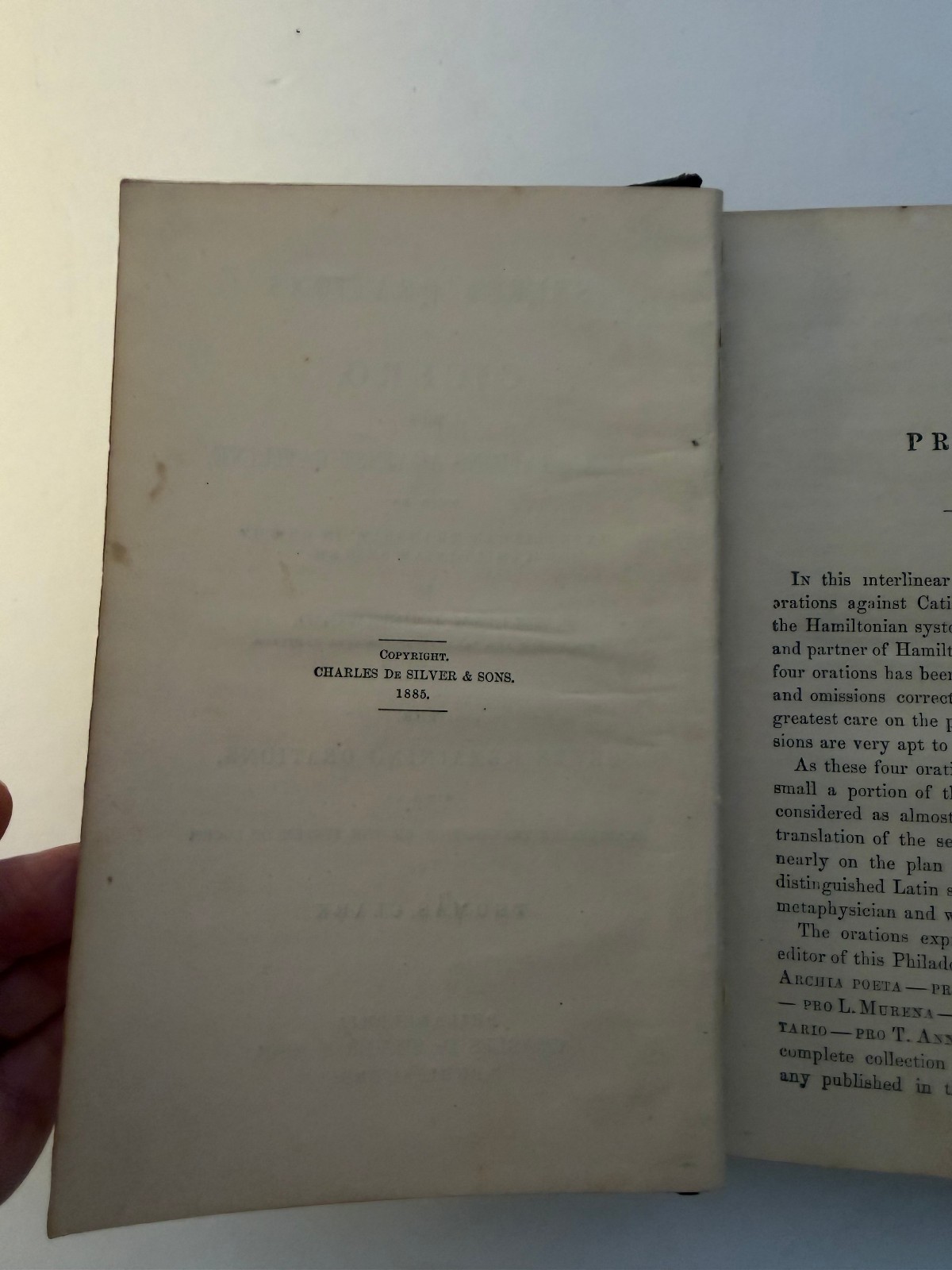 CICERO Interlinear – CLARK – Charles de Silver & Sons, 1885