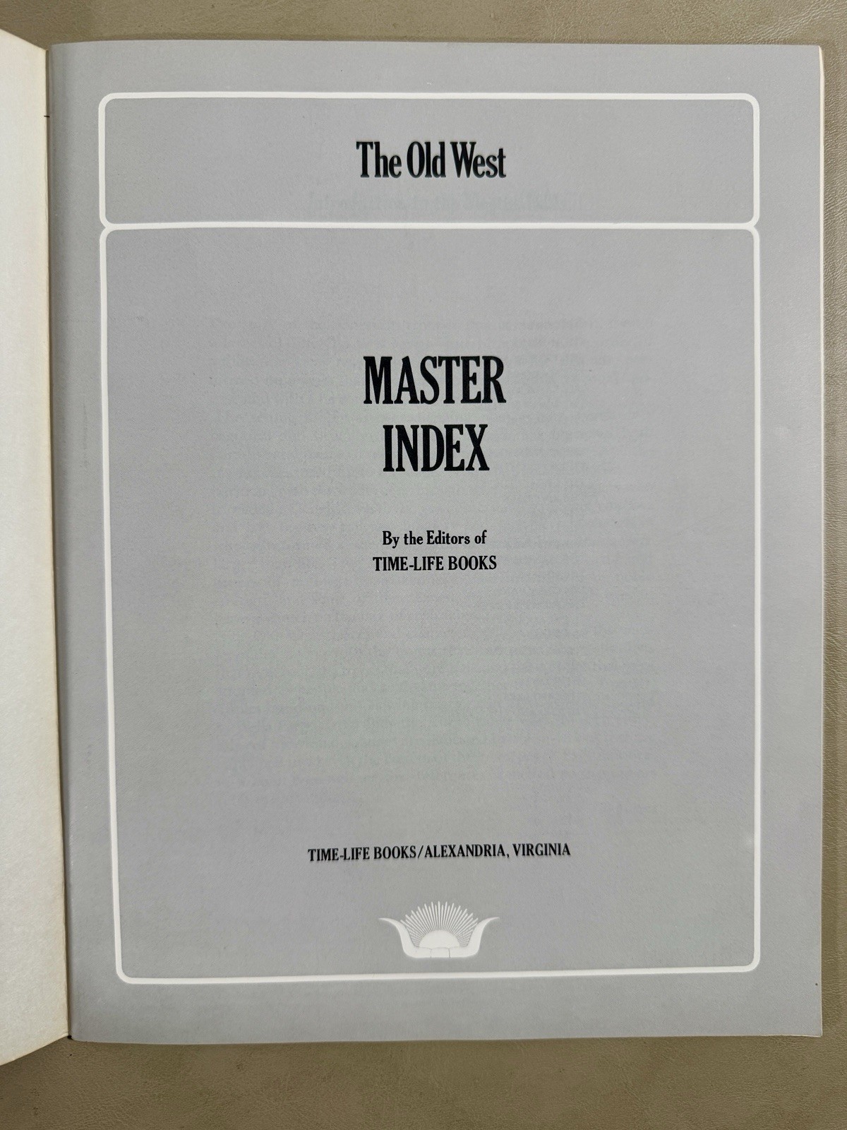 Time-Life Books The Old West Series Master Index Booklet 1980