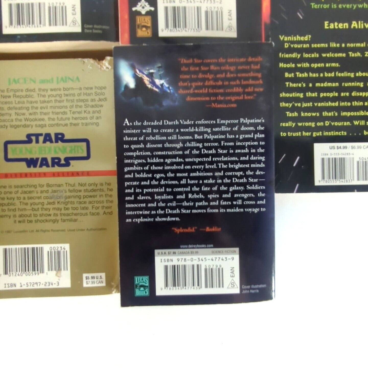 Star Wars Book Lot of 7 Paperback Novels Mixed Series 1990s Early 2000s Used