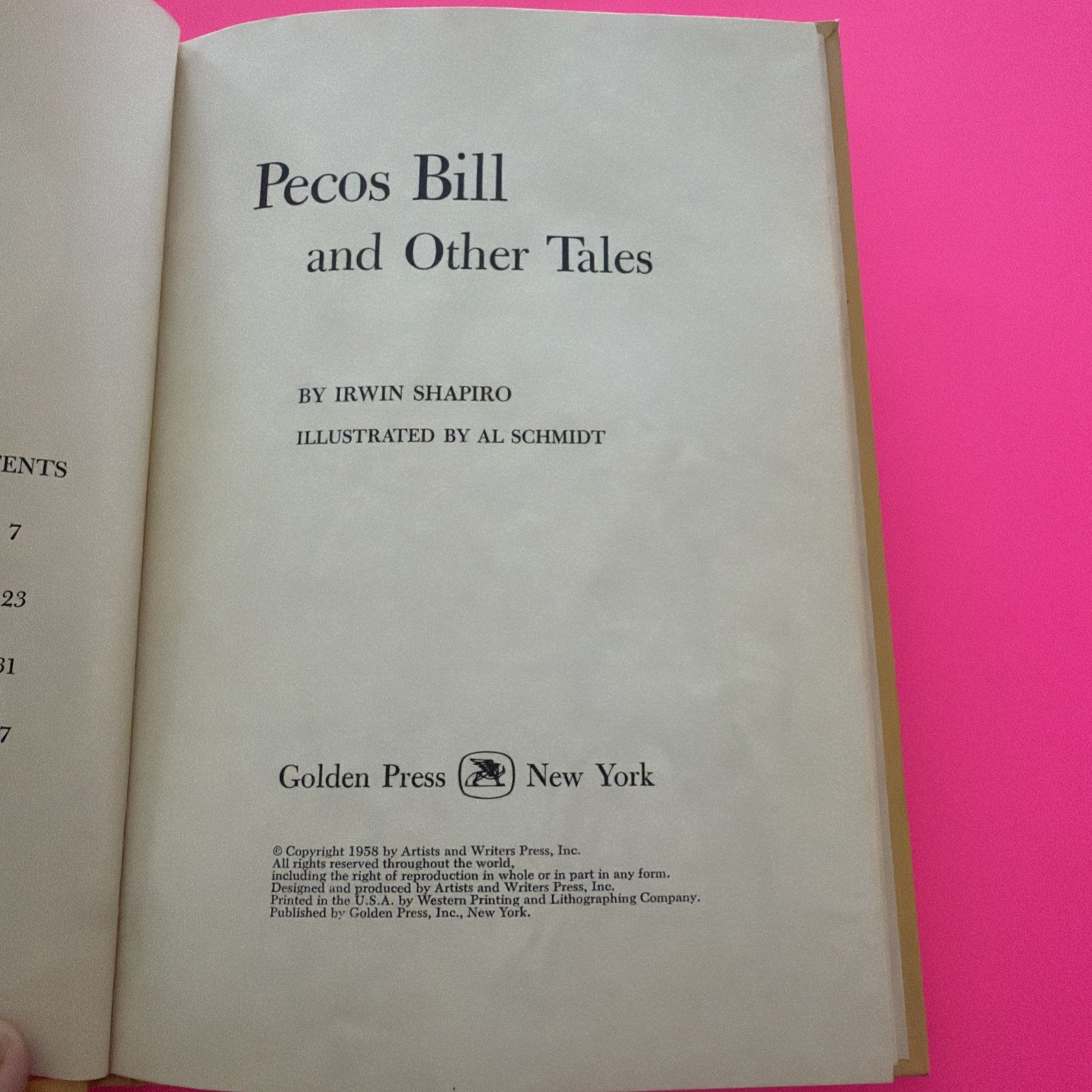 VTG Pecos Bill and Other Tales 1958 Golden Press HC Irwin Shapiro Al Schmidt Art