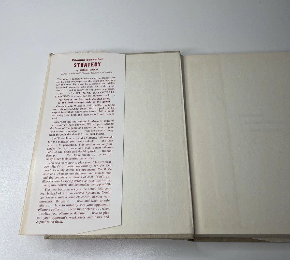 Winning Basketball Strategy by Glenn Wilkes HC 1st Edition 4th Printing 1962