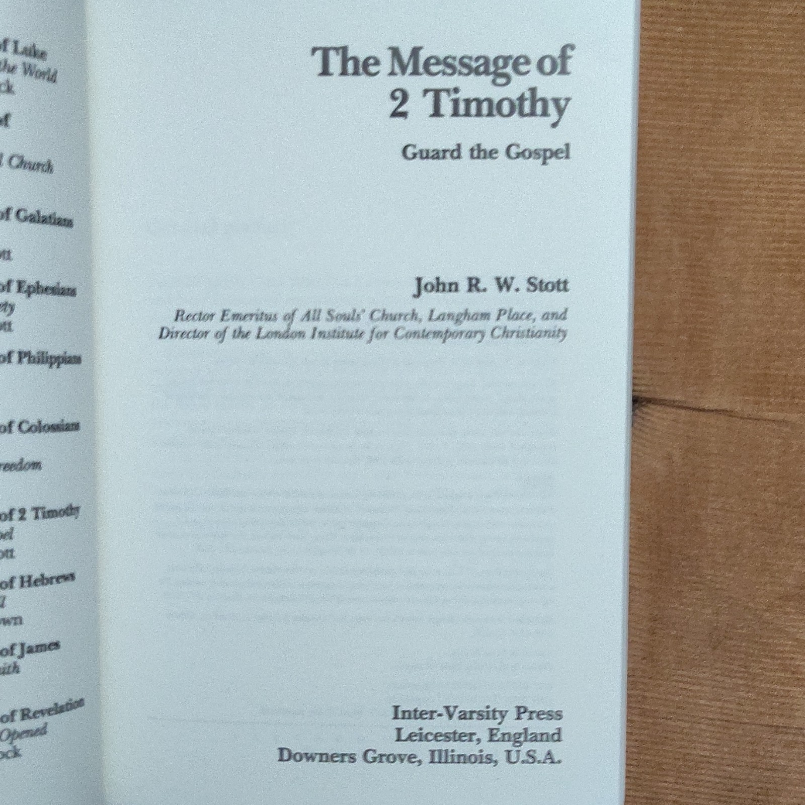John R. W. Stott The Bible Speaks Today: The Message of 2 Timothy PB 1973 IVP