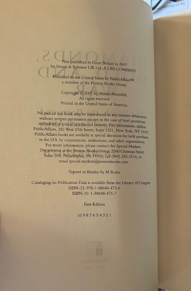 Martin Meredith Diamonds, Gold, and War 1st Ed. 2007 HC/DJ LIKE NEW