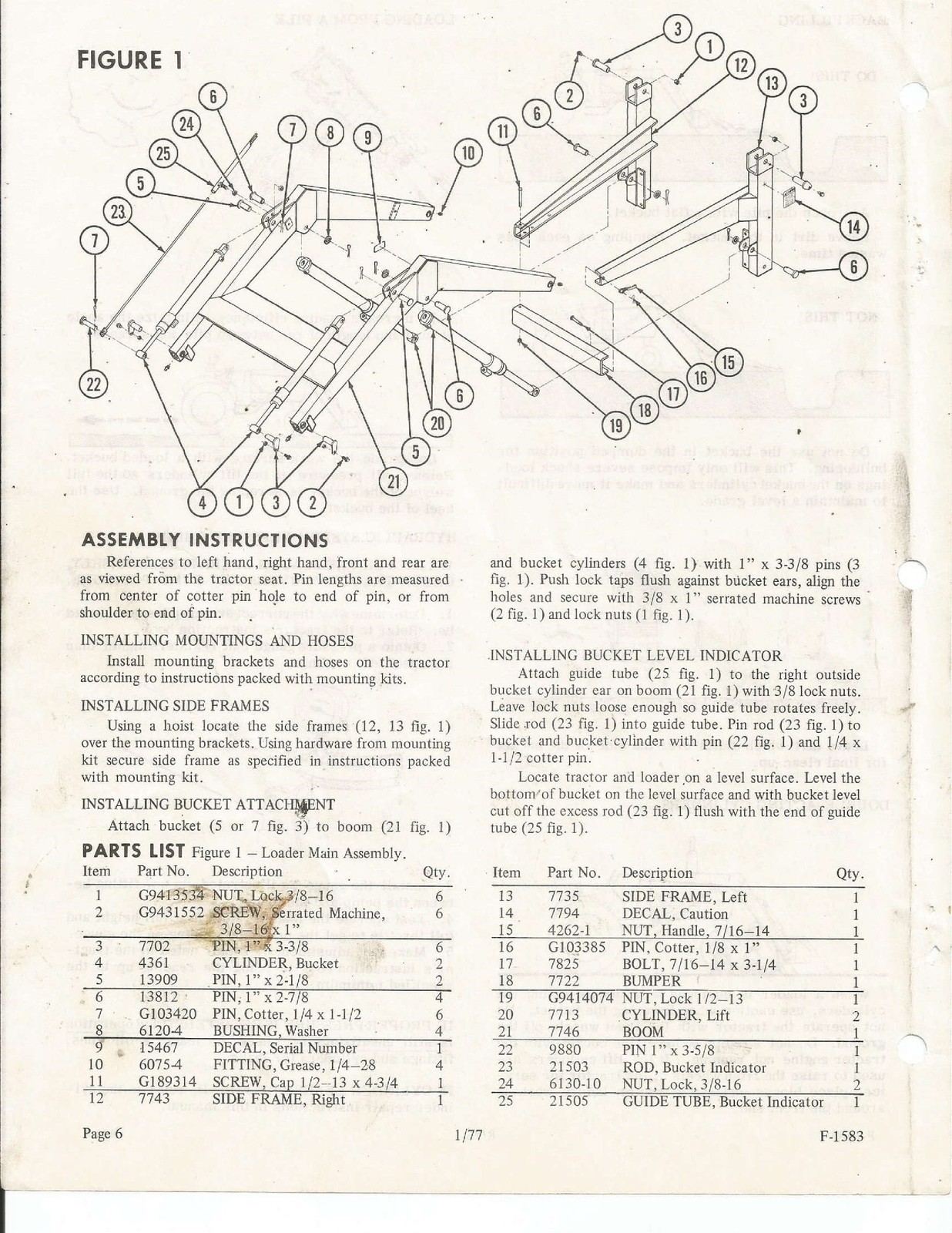KUBOTA Model 1200 Loader For L-Series Tractors Owners Manual – WIRE-LOCK BOUND