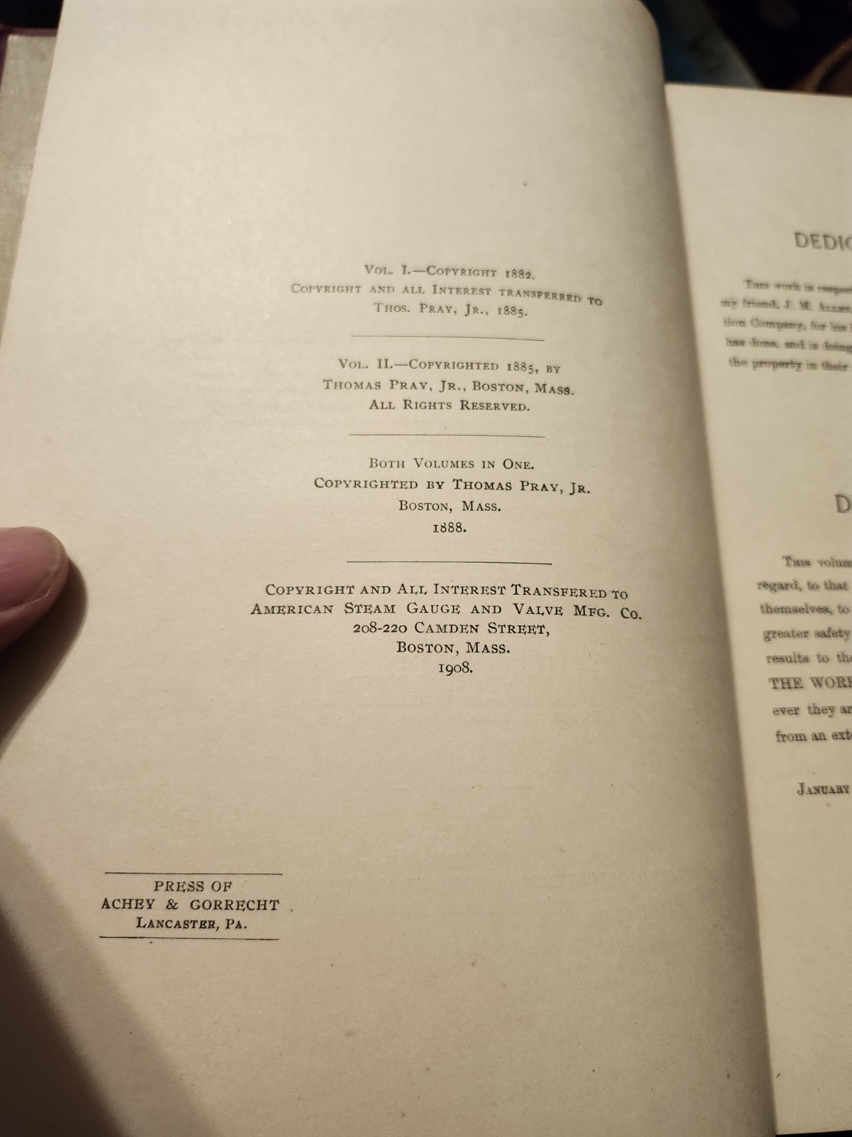 Exposed Spring Indicator, 20 years with the Indicator, by Thomas Pray, 1909, HB
