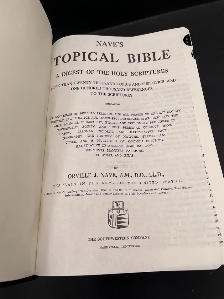 Nave’s Topical Bible Digest Black Leather Bound Thumb Indexed 1962 Southwestern