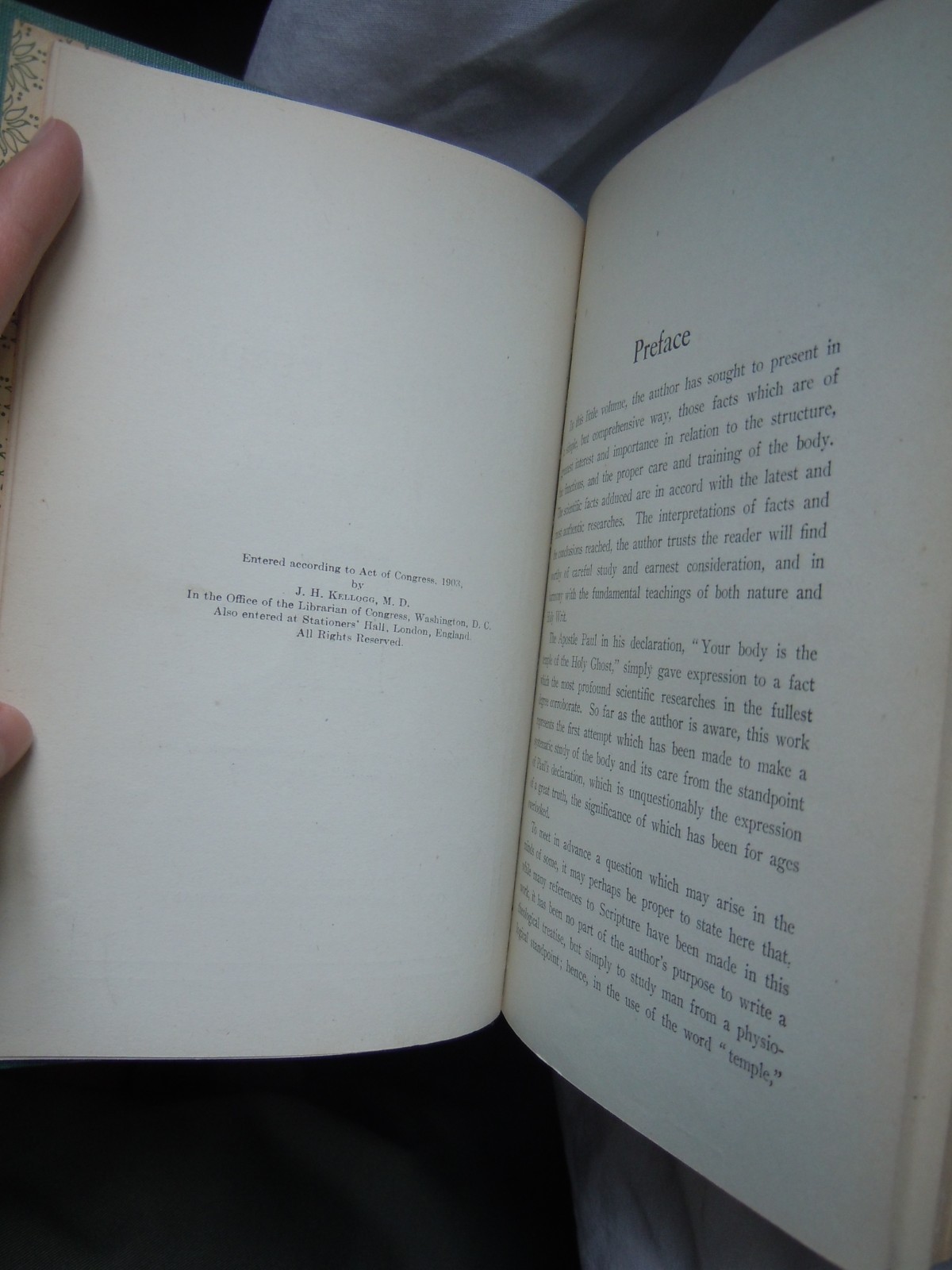First Edition The Living Temple (1903) by John Harvey Kellogg inscribed promo