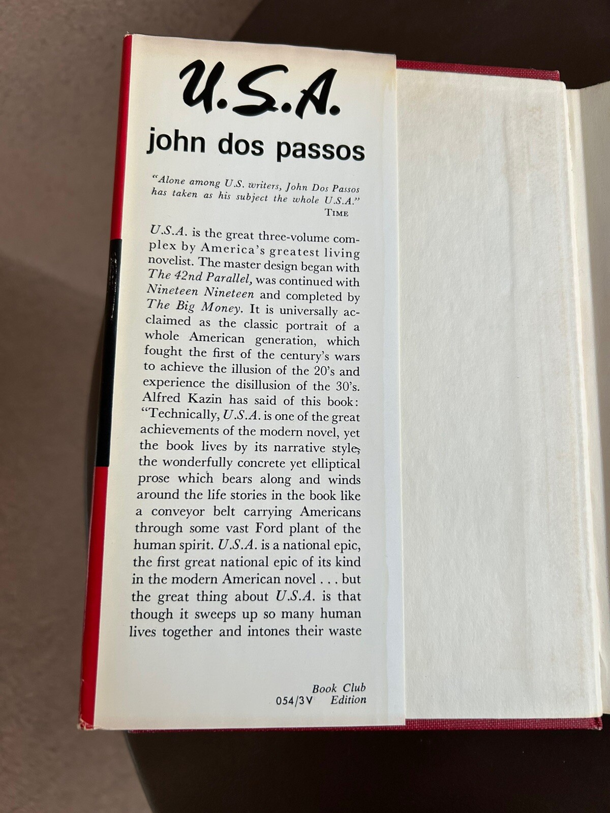 USA Trilogy by John Dos Passos; The 42nd Parallel; 1919; The Big Money 1960 HCDC