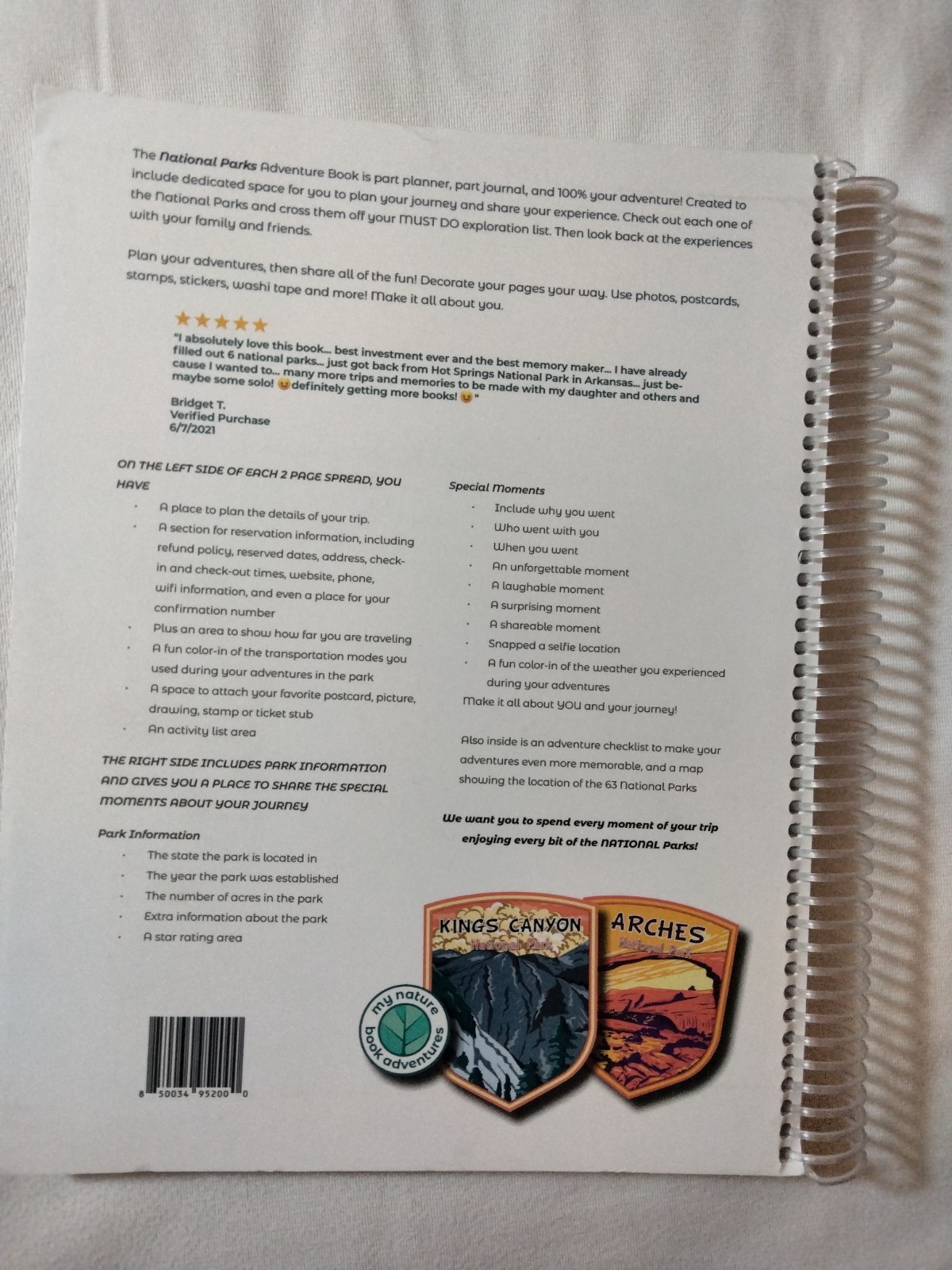 New National Parks Adventure Book Nature Book Adventures Spiral Bound Journal