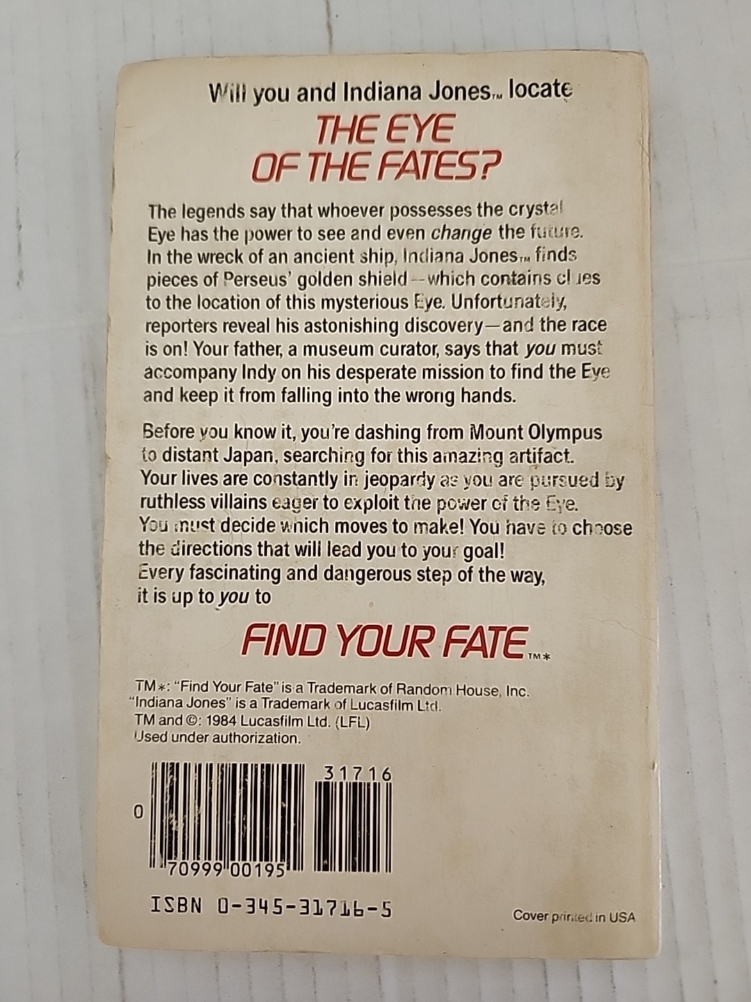 1-7 and 9 Indiana Jones Find Your Fate Adventure books