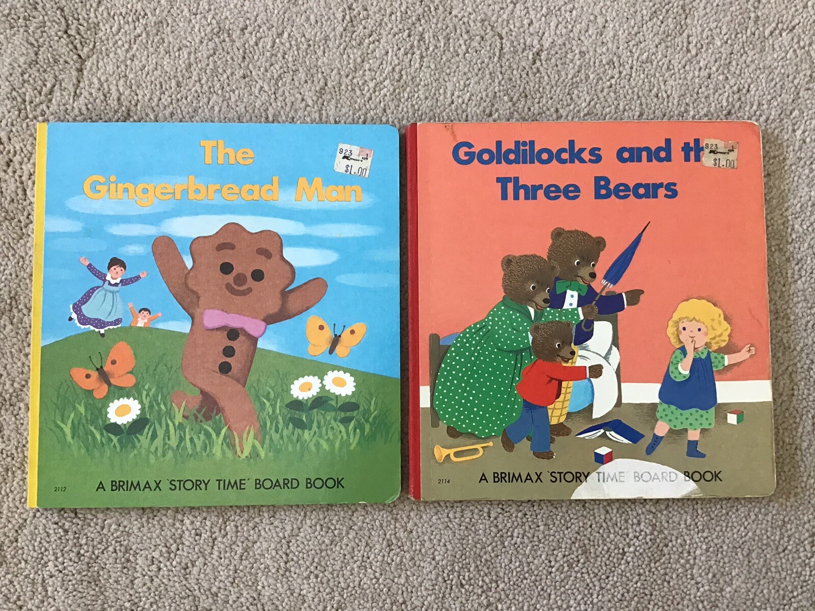 Two Vintage 1983 Brimax Story Time Board Books The Gingerbread Man/Goldilocks