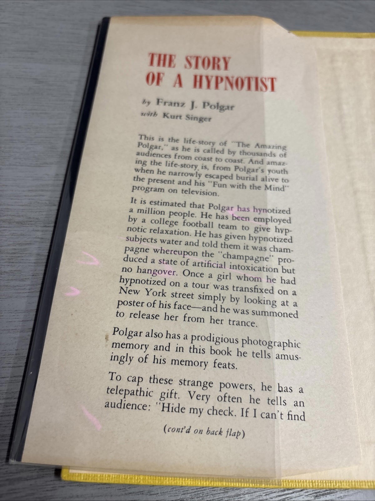 *Signed* The Story of a Hypnotist Franz Polgar 1955 5th Print HC/DJ